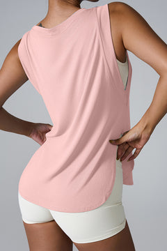 Round Neck Active Tank with Side Slits