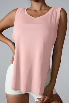 Round Neck Active Tank with Side Slits