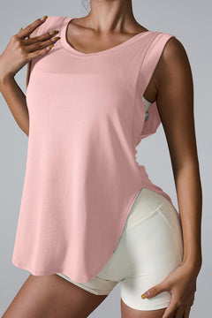 Round Neck Active Tank with Side Slits