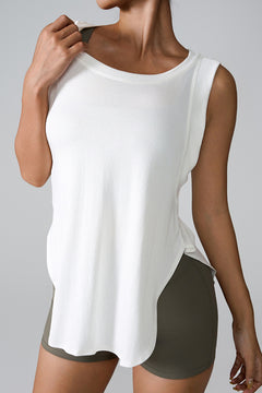 Round Neck Active Tank with Side Slits