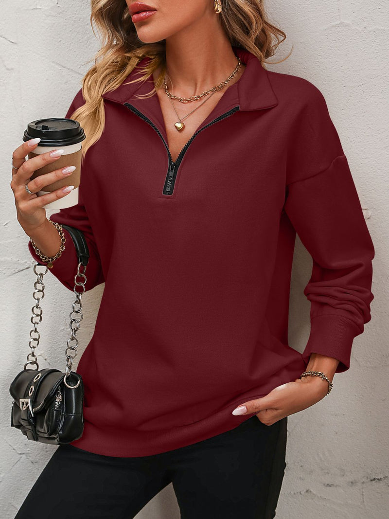 Mandy Zip-Up Dropped Shoulder Sweatshirt