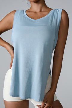 Round Neck Active Tank with Side Slits