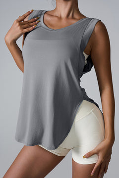 Round Neck Active Tank with Side Slits