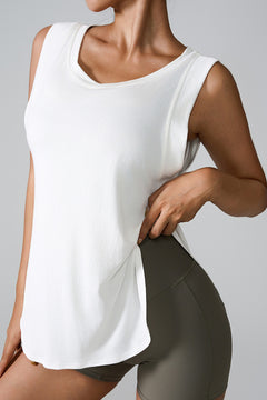 Round Neck Active Tank with Side Slits