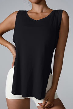 Round Neck Active Tank with Side Slits