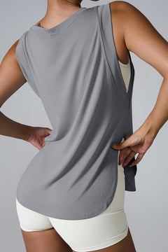 Round Neck Active Tank with Side Slits