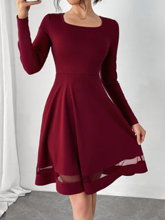 Square Neck Long Sleeve Mini Dress