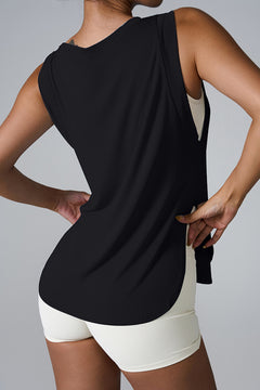 Round Neck Active Tank with Side Slits