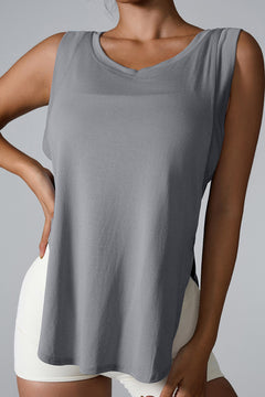 Round Neck Active Tank with Side Slits