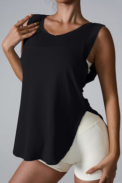 Round Neck Active Tank with Side Slits