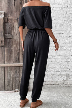 Perfee Off-Shoulder Jumpsuit with Pockets