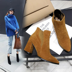 Korean Faux Suede Ankle Boots